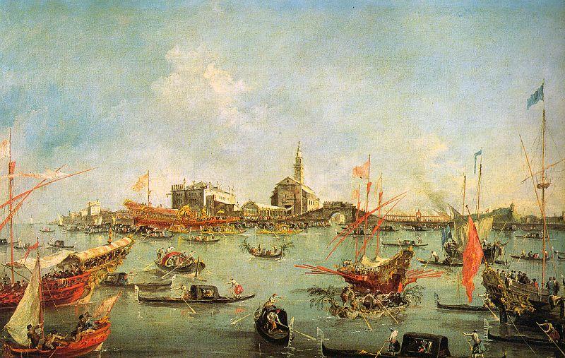 Francesco Guardi The Doge in the Bucentaur at San Nicolo di Lido on Ascension Day Sweden oil painting art
